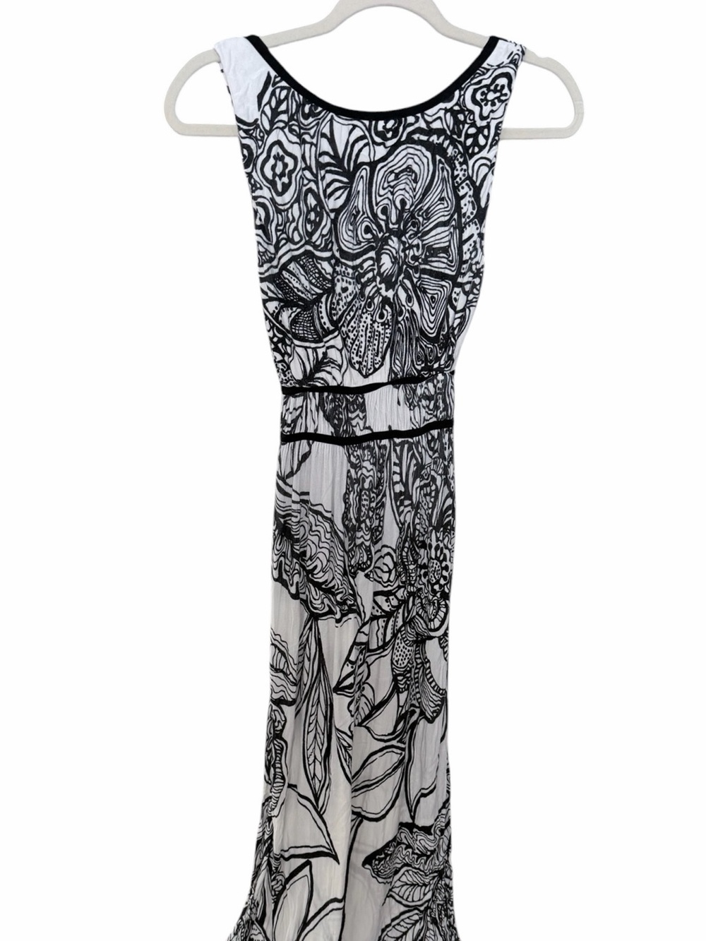 Soma Cool Days Black & White Abstract Floral Maxi Lounge Dress Small - Picture 4 of 6